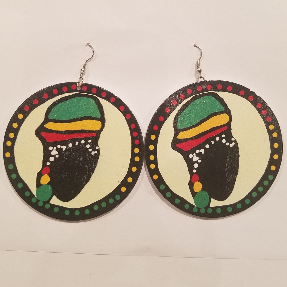 Multicolor wood earrings